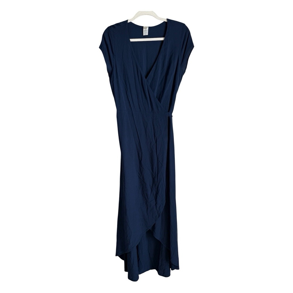 L*Space Midnight Blue Goa Wrap Dress High Low Maxi Minimalist Coastal Sz Large